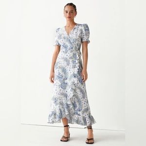 & Other Stories Linen Midi Wrap Dress